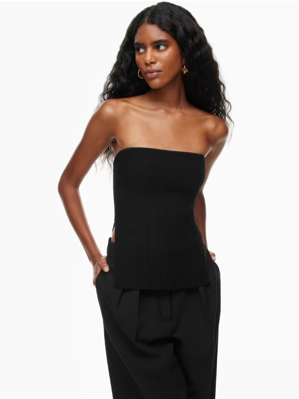 Aritzia Babaton SCULPT KNIT SAVVY TUBE TOP (Black, size M)